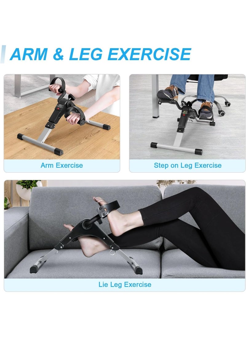 دراجة تمارين قابلة للطي - بدال رياضي صغير لتقوية الذراعين والساقين - عملي وخفيف للاستخدام تحت المكتب أو في المنزل - Image 4
