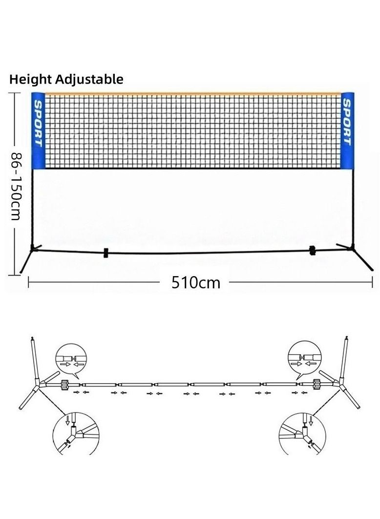 Generic رف شبكي لتنس الريشة قابل للتعديل للاستخدام الداخلي والخارجي - Image 5
