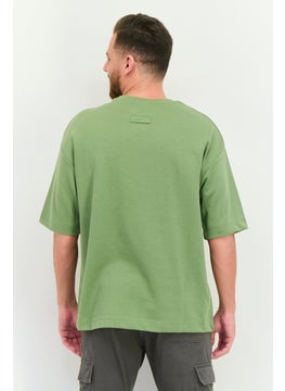 Blank Essentials Men Crew Neck Short Sleeve Brand Logo T Shirt, Forest Green  - Image 3
