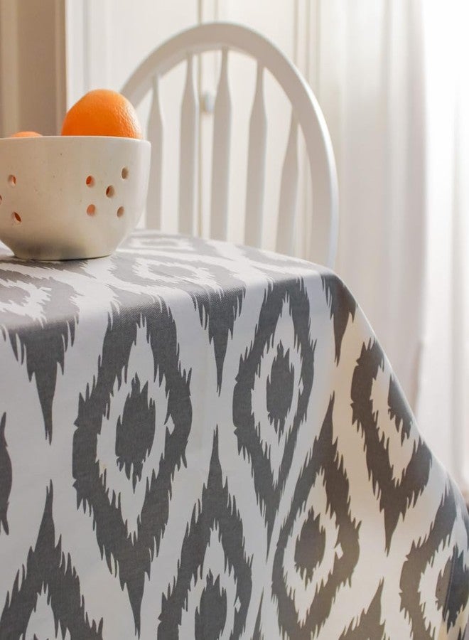 THE YARD HOUSE Wipeable & Anti-Slip Cotton Table Cover - Grey Ikat Inspired, 4 Seater Square (150Cm) | Protects Against Spills & Scratches | Family Dining, Party, Gifting - Image 3