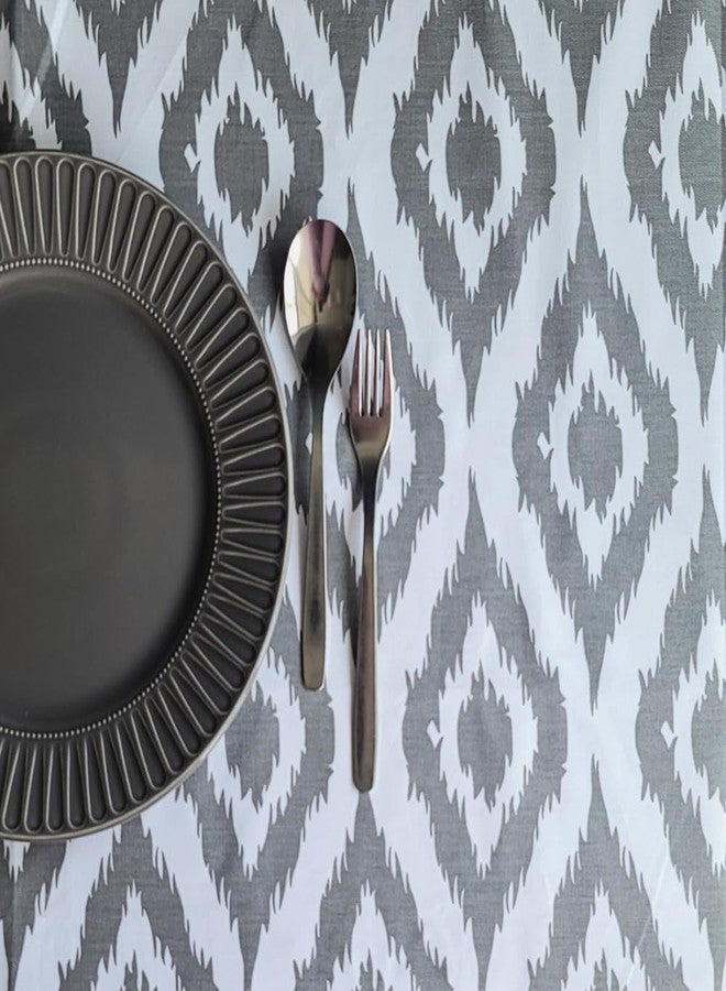 THE YARD HOUSE Wipeable & Anti-Slip Cotton Table Cover - Grey Ikat Inspired, 4 Seater Square (150Cm) | Protects Against Spills & Scratches | Family Dining, Party, Gifting - Image 2