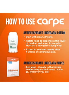 Carpe Antiperspirant Underarm and On-The-Go Wipes Package (1 Underarm Clinical Strength, 15 Individual Antiperspirant On-The-Go Wipes), Stop Excessive Sweat - Great for Hyperhidrosis  - Image 5