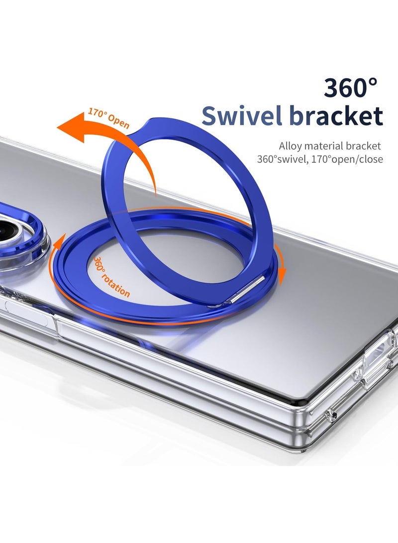 XIMAND جراب Ximand لهاتف Samsung Galaxy Z Fold 7 مع حامل حلقي مغناطيسي، وقوس دوار 360 درجة، وواقي عدسة شاشة أمامية مدمج، وغطاء شفاف كريستالي مضاد للاصفرار ومضاد لبصمات الأصابع - Image 3
