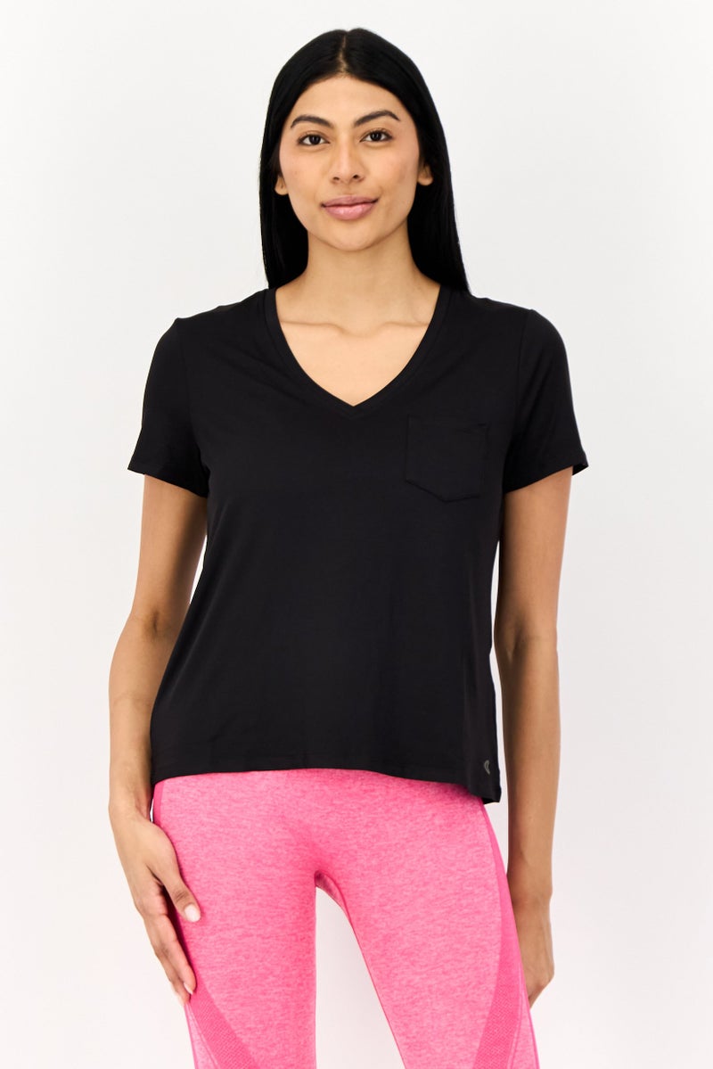 SKECHERS Women Sportswear Fit Short Sleeve Training T-Shirt, Black - Image 1