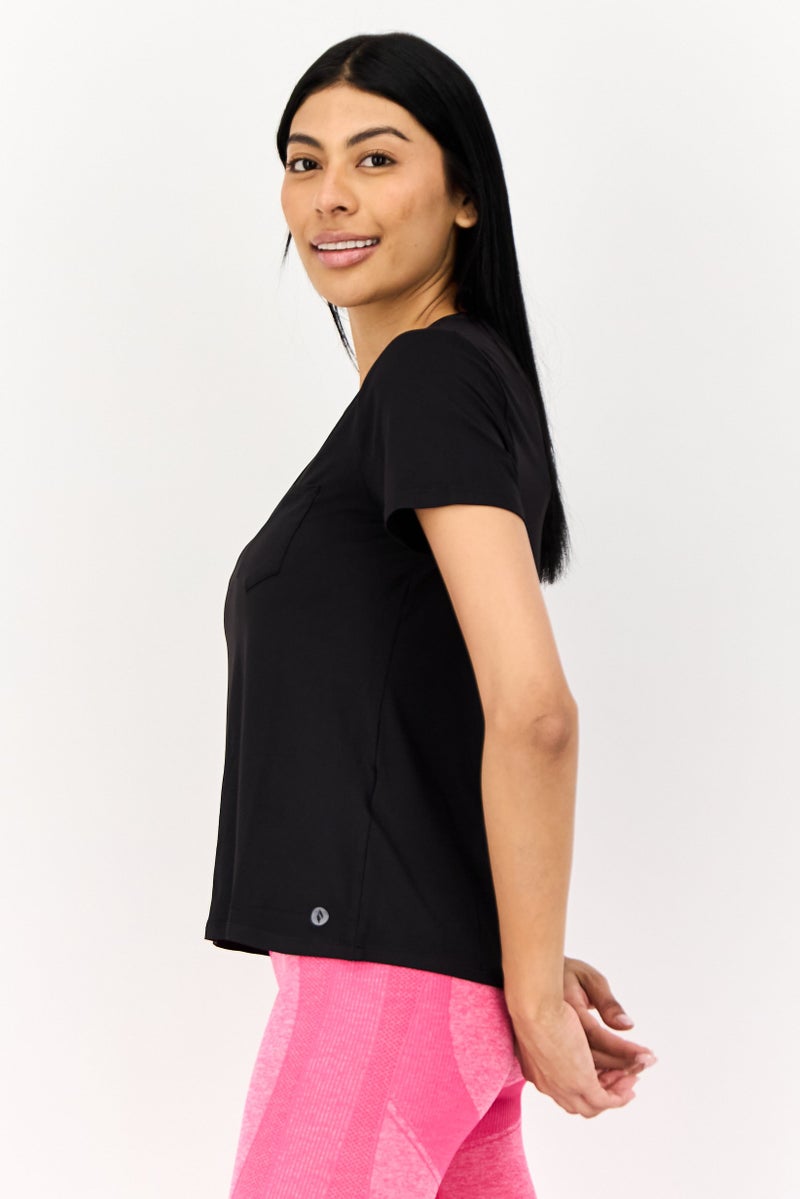 SKECHERS Women Sportswear Fit Short Sleeve Training T-Shirt, Black - Image 2