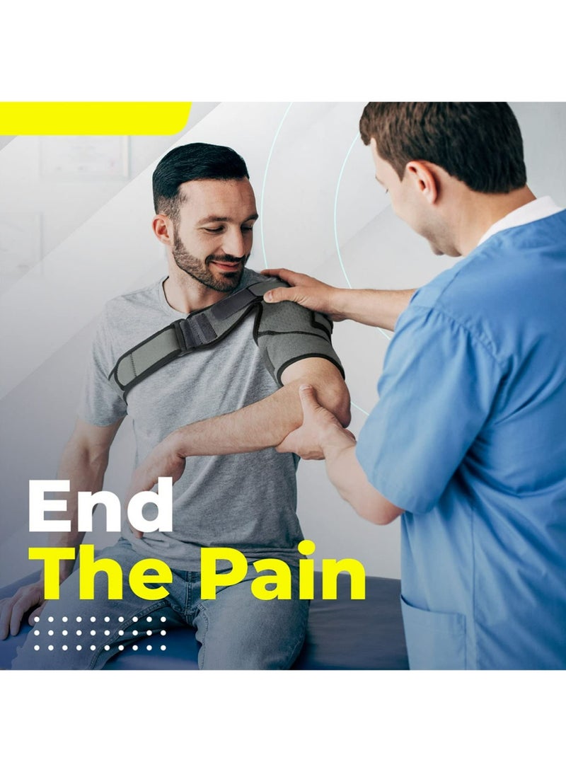 YOUGE 1Pcs Shoulder Brace, Shoulder Support and Compression Sleeve for Torn Rotator Cuff, Dislocated Shoulder, Pain Relief, Adjustable Fits Shoulder Brace Immobilizer Strap - Image 2