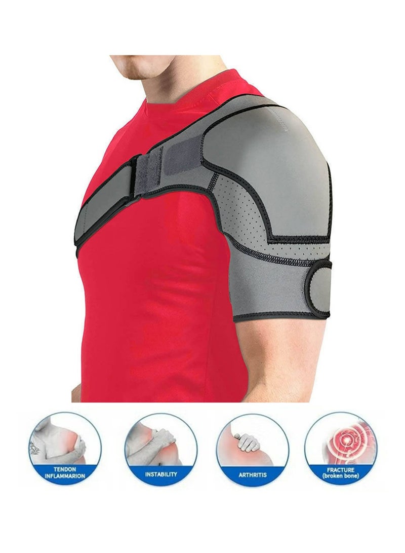 YOUGE 1Pcs Shoulder Brace, Shoulder Support and Compression Sleeve for Torn Rotator Cuff, Dislocated Shoulder, Pain Relief, Adjustable Fits Shoulder Brace Immobilizer Strap - Image 1