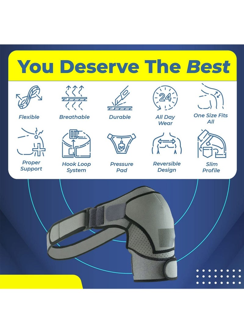 YOUGE 1Pcs Shoulder Brace, Shoulder Support and Compression Sleeve for Torn Rotator Cuff, Dislocated Shoulder, Pain Relief, Adjustable Fits Shoulder Brace Immobilizer Strap - Image 5