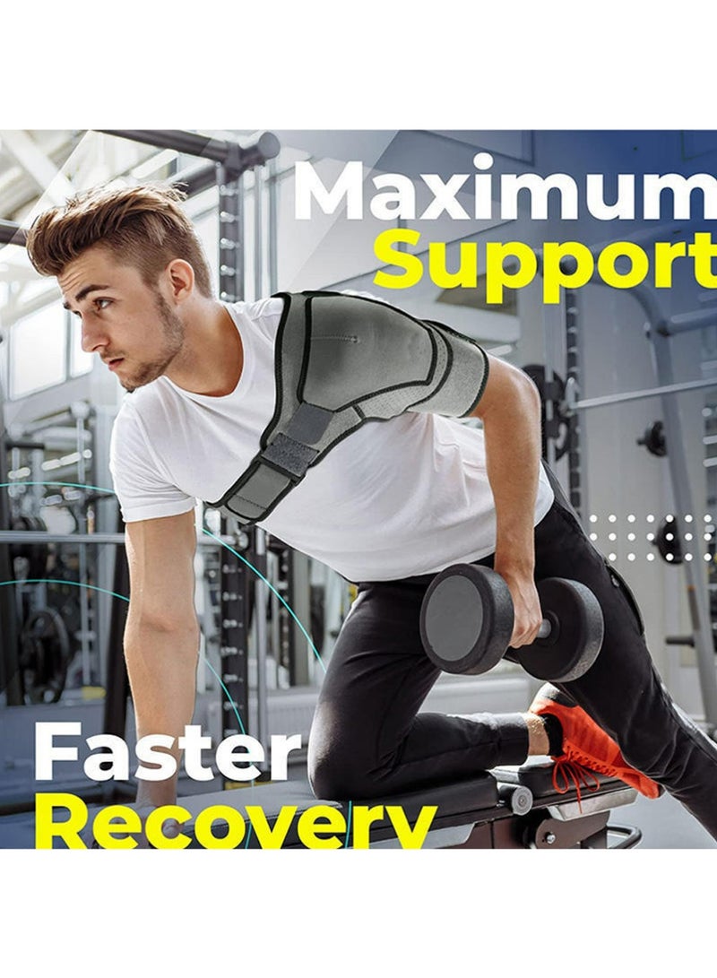 YOUGE 1Pcs Shoulder Brace, Shoulder Support and Compression Sleeve for Torn Rotator Cuff, Dislocated Shoulder, Pain Relief, Adjustable Fits Shoulder Brace Immobilizer Strap - Image 4