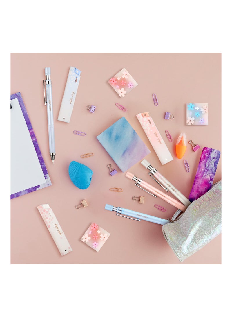 Zikra 15 Pcs Cherry Mechanical Pencil Set Include 6 Pcs Kawaii Automatic Drafting Pencil with 6 Tubes Pencil Refill and 3 Pcs  Cherry Erasers for Sketching Architecture Drawing - Image 3