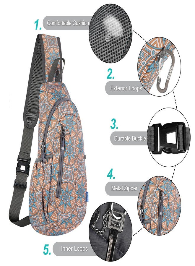 TITECOUGO Small Sling Bag Lightweight Crossbody Bag for Easter Gifts Women Men Hiking Backpack Travel Shoulder Bag Chest Daypack for Gym Work Outdoor Sports Mix-floral Pattern - Image 5