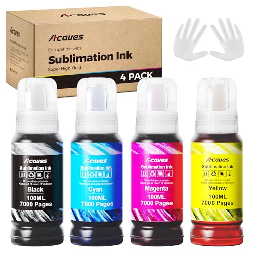 Acaves Sublimation Ink Refilled Bottles 400ML Compatible for ET2400 ET2720 ET2760 ET2750 ET4800 ET-2800 ET-2803 ET-2850 Inkjet Printers Heat Press Transfer on Mugs T-Shirts, 4 Pack - Image 1