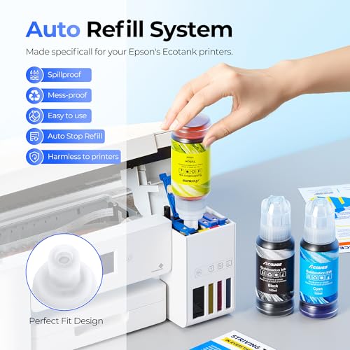 Acaves Sublimation Ink Refilled Bottles 400ML Compatible for ET2400 ET2720 ET2760 ET2750 ET4800 ET-2800 ET-2803 ET-2850 Inkjet Printers Heat Press Transfer on Mugs T-Shirts, 4 Pack - Image 4