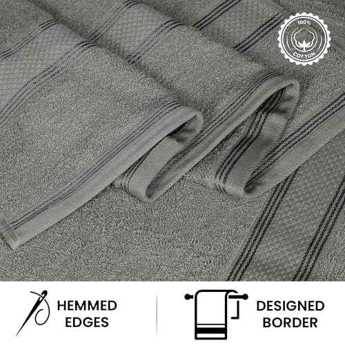 Casa Lino Bath Towel Set of 8 (2 Bath Towels, 4 Wash Cloths & 2 Hand Towels for Bathroom) - 100% Cotton - Highly Absorbent & Quick Dry - Guest Room Essentials for Bathroom Set - (Silver Grey) - Image 4