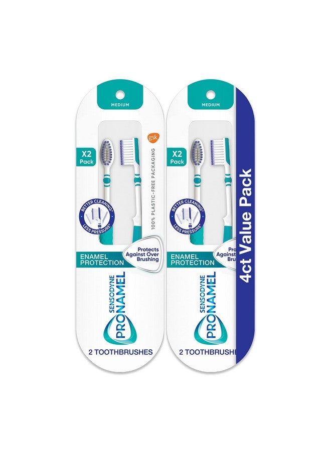 SENSODYNE PRONAMEL Medium Toothbrush, Provides Tooth Enamel Protection And Cleans Better With Less Pressure - 4 Count - Image 1