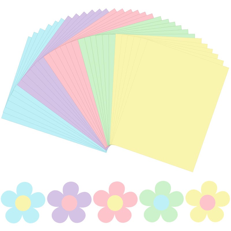 JULBEAR 30 Sheets Spring Easter Day Colored Cardstock 5 Colors 180gsm 8.5x11 Inch Assorted Cardstock for DIY Cards Scrapbook Print Paper DIY Crafts Holiday Decorations Making Office Home Supplies - Image 1