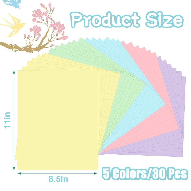 JULBEAR 30 Sheets Spring Easter Day Colored Cardstock 5 Colors 180gsm 8.5x11 Inch Assorted Cardstock for DIY Cards Scrapbook Print Paper DIY Crafts Holiday Decorations Making Office Home Supplies - Image 2