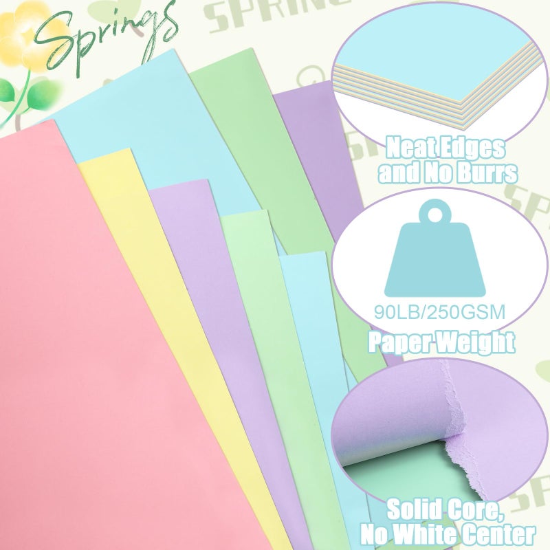 JULBEAR 30 Sheets Spring Easter Day Colored Cardstock 5 Colors 180gsm 8.5x11 Inch Assorted Cardstock for DIY Cards Scrapbook Print Paper DIY Crafts Holiday Decorations Making Office Home Supplies - Image 3