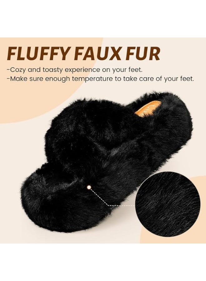 Lucky Kids Women's Slippers Cozy Memory Foam House Bedroom Slippers for Women Fuzzy Plush Comfy Faux Fur Lined Slide Shoes Anti-Skid Sole Trendy Gift Slippers - Image 2