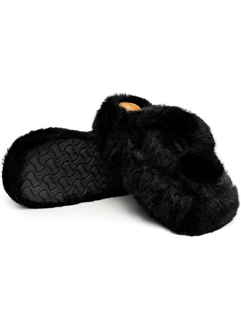 Lucky Kids Women's Slippers Cozy Memory Foam House Bedroom Slippers for Women Fuzzy Plush Comfy Faux Fur Lined Slide Shoes Anti-Skid Sole Trendy Gift Slippers - Image 1