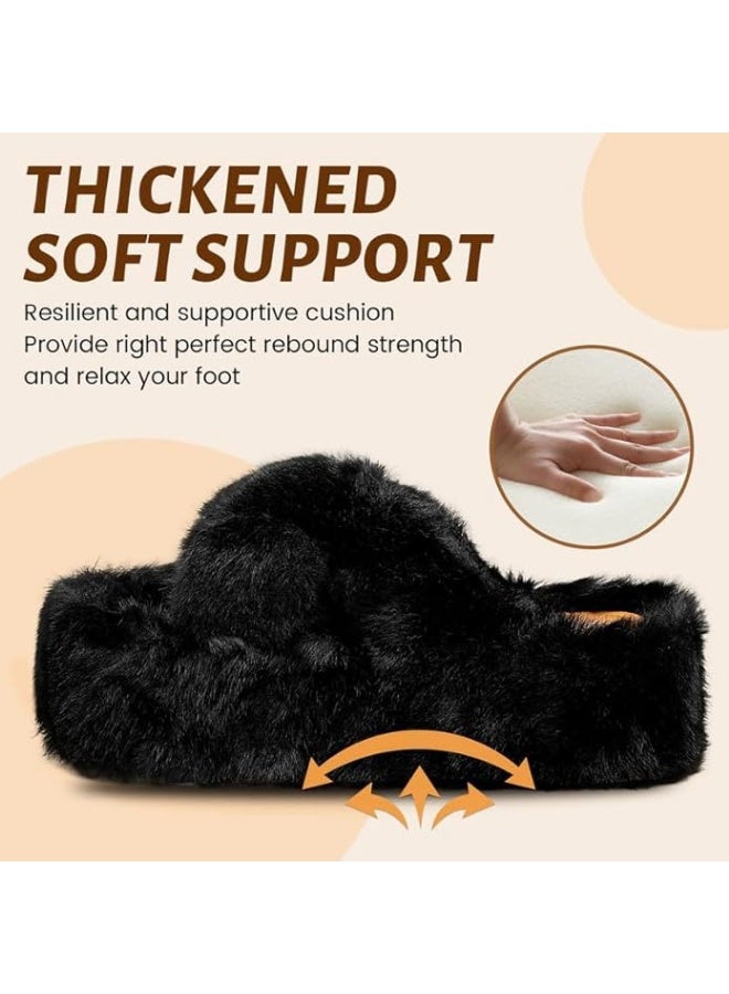 Lucky Kids Women's Slippers Cozy Memory Foam House Bedroom Slippers for Women Fuzzy Plush Comfy Faux Fur Lined Slide Shoes Anti-Skid Sole Trendy Gift Slippers - Image 3