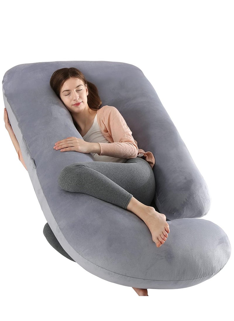 Arabest Pregnancy Pillows, Full Body Pillow with Removable Velvet Cover, Maternity Pillow for Pregnant Women (Grey)  - Image 1
