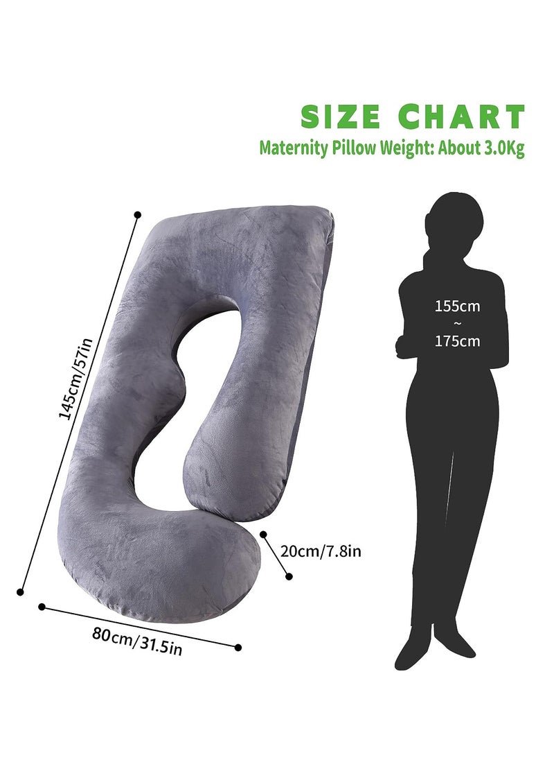 Arabest Pregnancy Pillows, Full Body Pillow with Removable Velvet Cover, Maternity Pillow for Pregnant Women (Grey)  - Image 5