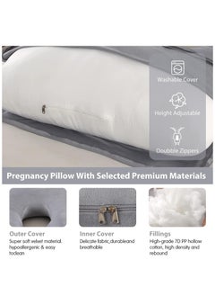Arabest Pregnancy Pillows, Full Body Pillow with Removable Velvet Cover, Maternity Pillow for Pregnant Women (Grey)  - Image 4