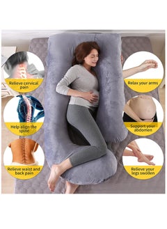 Arabest Pregnancy Pillows, Full Body Pillow with Removable Velvet Cover, Maternity Pillow for Pregnant Women (Grey)  - Image 2