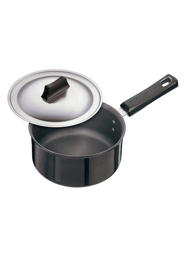 Hawkins Futura 2.25 Litre Saucepan, Hard Anodised Sauce Pan with Stainless Steel Lid, Cooking Pot with Long Handle, Black (AS225S) - Image 1