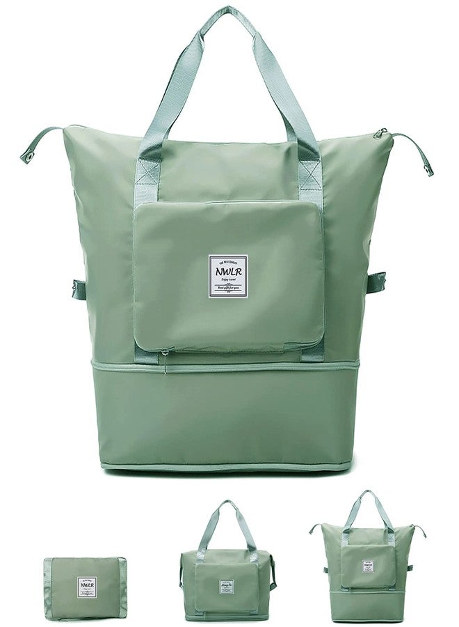 NWLR Large Capacity Folding Travel Bags Lightweight Waterproof Foldable Travel Duffel Bag Weekender Overnight Bag Shoulder Bag with Dry and Wet Pocket Gym Tote Bag, Green - Image 1