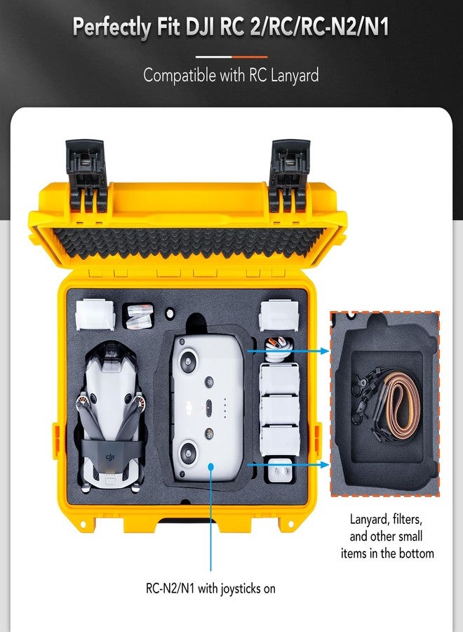 Lykus Titan MM410 Waterproof Hard Case for DJI Mini 4 Pro/Mini 3/Pro and RC2/RC/RC-N2/N1, Yellow with Shoulder Strap, Support 7 batteries and RC lanyard [CASE ONLY] - Image 3
