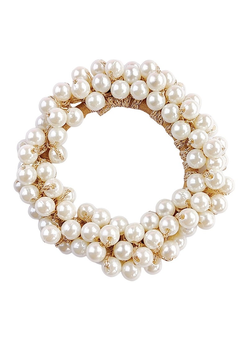 Goolsky 1pc Sweet and Stylish Full Faux Pearl Hair Tie for Women and Female - Perfect for Ponytails and Hair Accessories  - Image 4