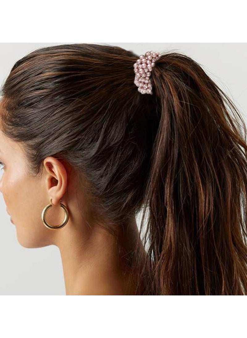 Goolsky 1pc Sweet and Stylish Full Faux Pearl Hair Tie for Women and Female - Perfect for Ponytails and Hair Accessories  - Image 3