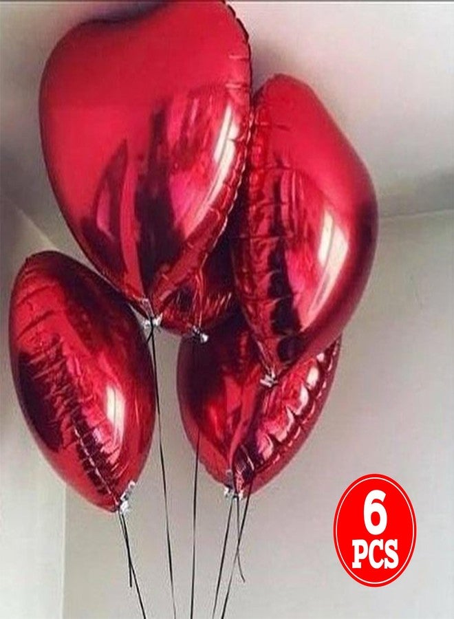 LINAYE 6PCS Heart Shaped Balloons - 32 Inch Large Red Heart Foil Balloons for Valentine's Day, Anniversary, Wedding Decor Decorations - Image 2