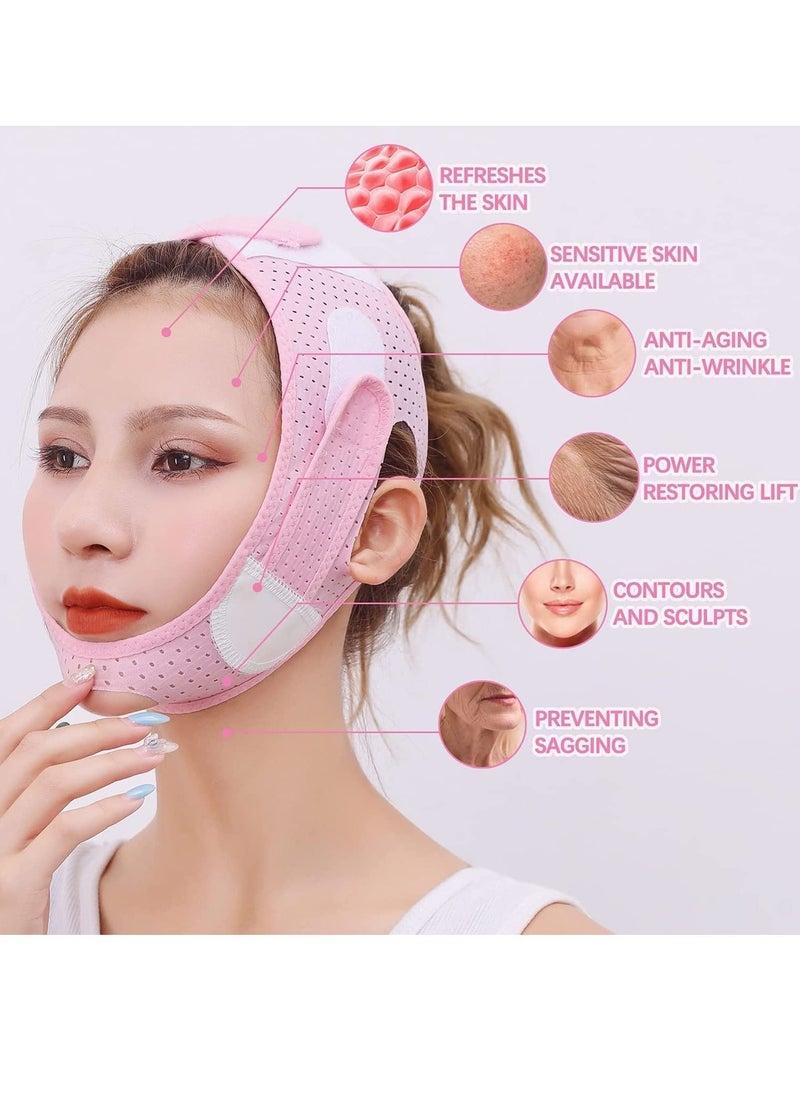 كابتن تيك Double Chin Reducer, Face Slimming Strap, V-Shaped Mask Chin up Face Lifting Belt for Women and Men, Anti- Wrinkle Face Mask, Lifting Bandage for Saggy Face Skin Reusable Mask Facial Slimming - Image 5