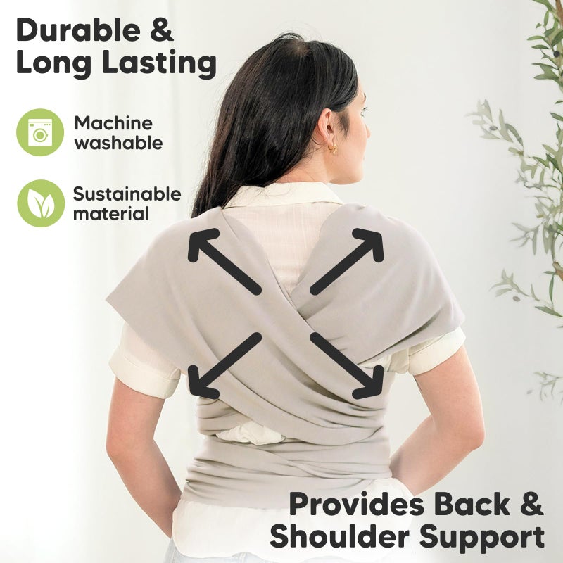 KeaBabies Baby Wrap Carrier - All in 1 Original Baby Carrier Newborn to Toddler Sling, Easy to Wear, Hands Free Bonding, Lightweight, Breathable Infant Wraps (Stone Gray) - Image 5
