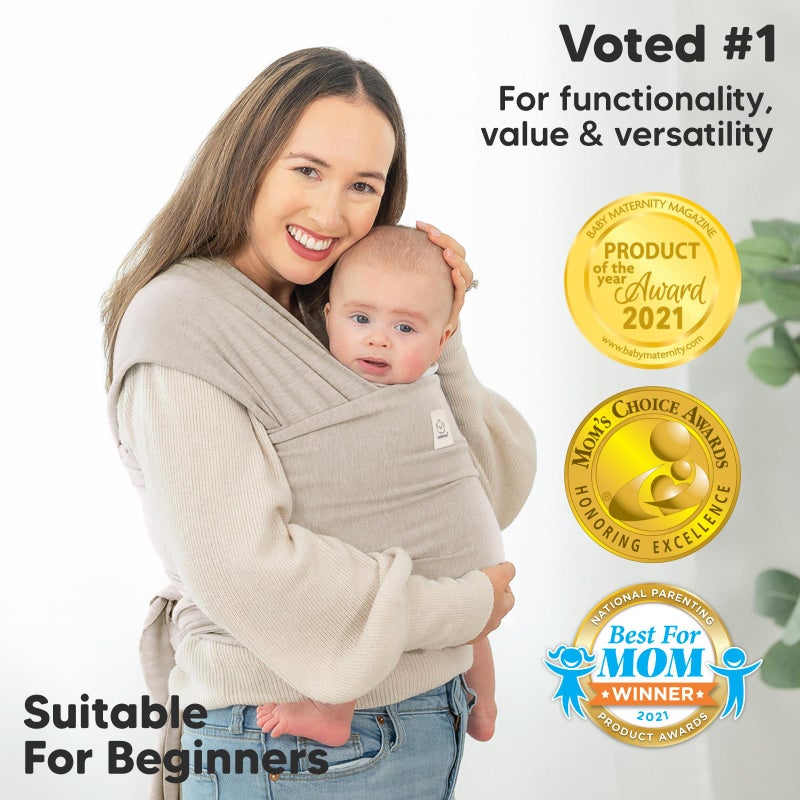 KeaBabies Baby Wrap Carrier - All in 1 Original Baby Carrier Newborn to Toddler Sling, Easy to Wear, Hands Free Bonding, Lightweight, Breathable Infant Wraps (Stone Gray) - Image 3