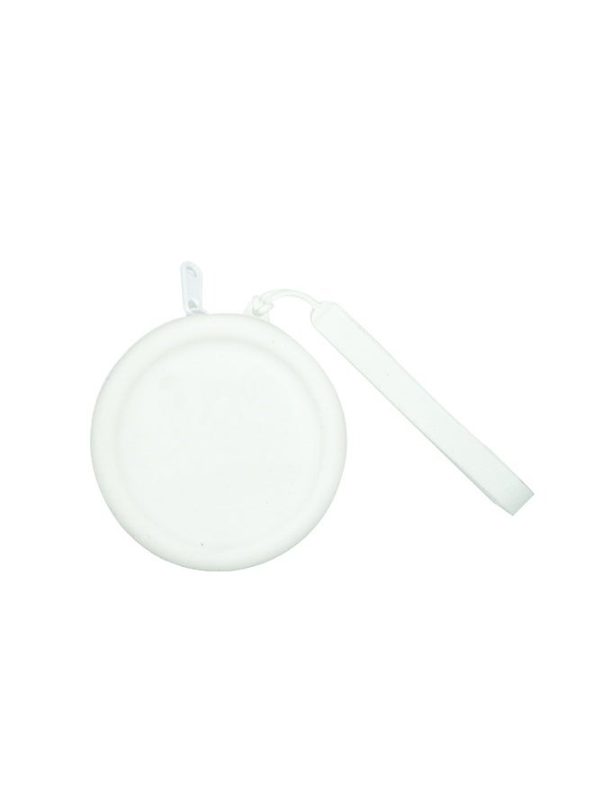 Round Silicone Coin Purse Portable Earphone Organizer White