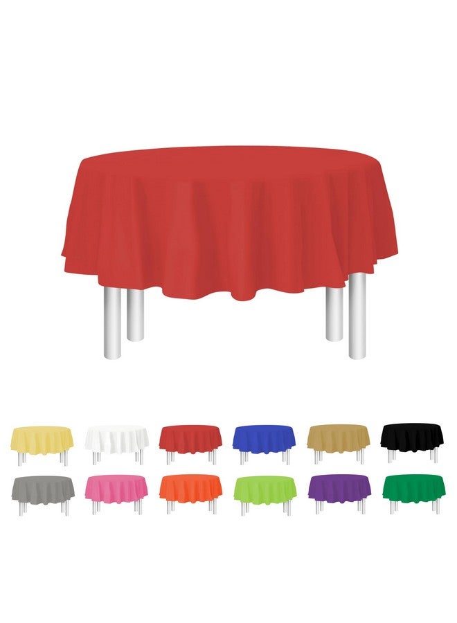Party Dimensions Red Disposable Plastic Tablecloth for Round Tables (12 Pack) 84 inches Table Cloths for Parties, Events & Weddings, Indoors & Outdoors, Plastic Table Cover - Image 1