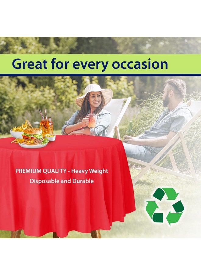 Party Dimensions Red Disposable Plastic Tablecloth for Round Tables (12 Pack) 84 inches Table Cloths for Parties, Events & Weddings, Indoors & Outdoors, Plastic Table Cover - Image 4
