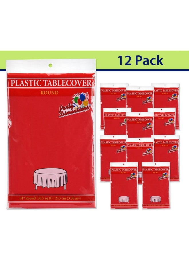 Party Dimensions Red Disposable Plastic Tablecloth for Round Tables (12 Pack) 84 inches Table Cloths for Parties, Events & Weddings, Indoors & Outdoors, Plastic Table Cover - Image 3