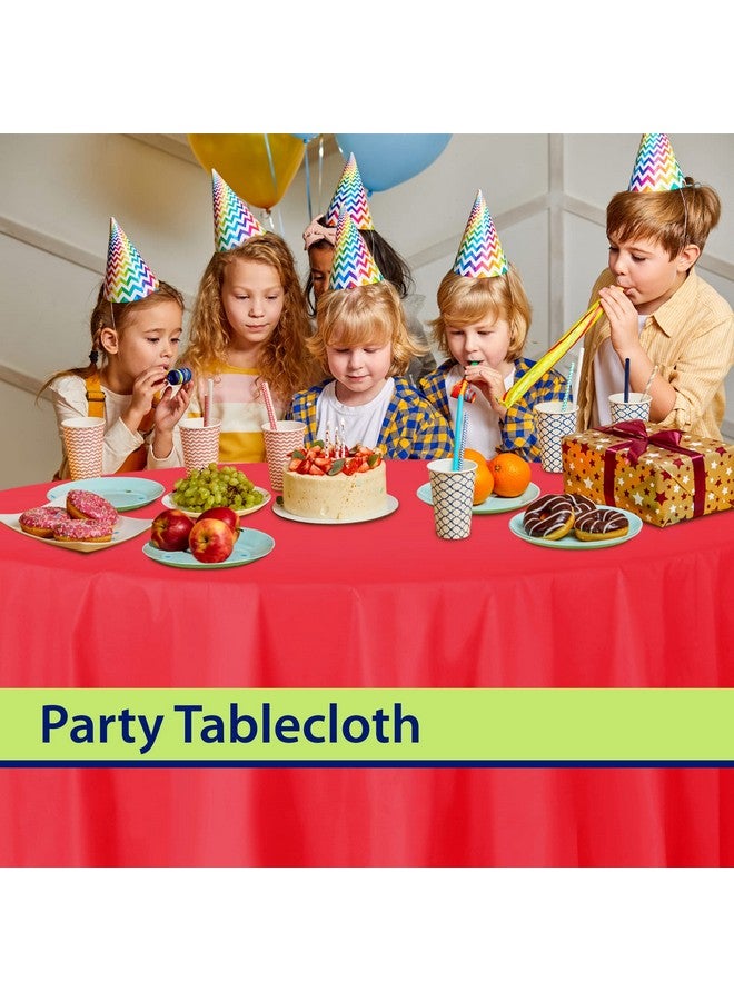 Party Dimensions Red Disposable Plastic Tablecloth for Round Tables (12 Pack) 84 inches Table Cloths for Parties, Events & Weddings, Indoors & Outdoors, Plastic Table Cover - Image 5