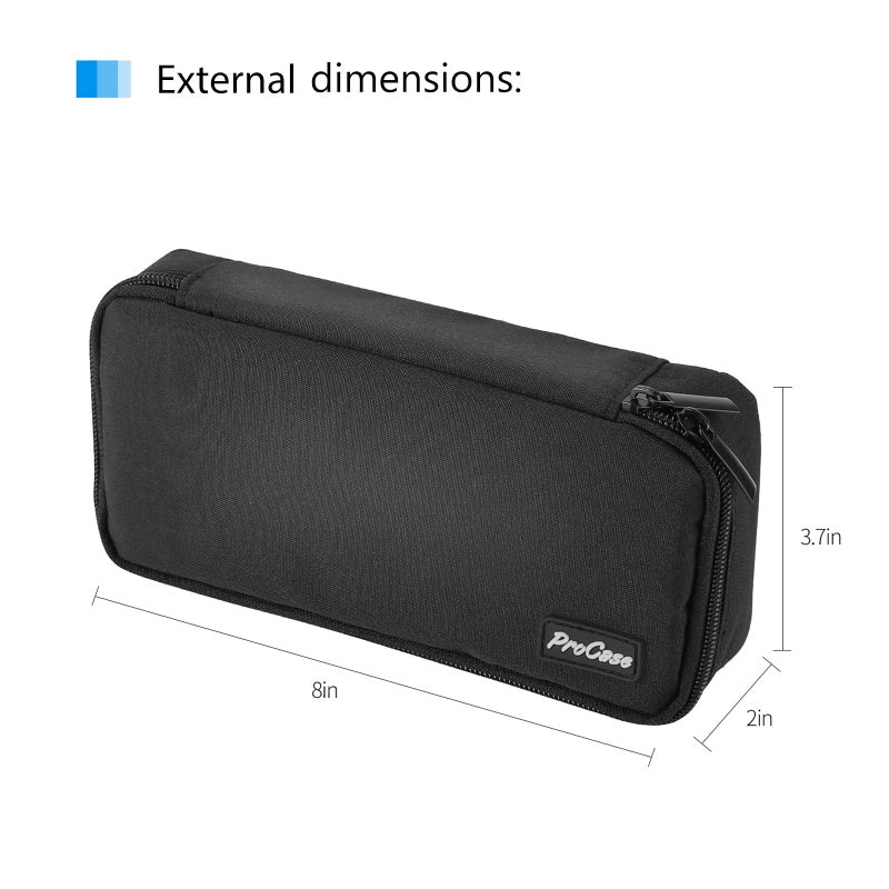 ProCase Pencil Case, Large Capacity Students Stationery Pouch Pen Bag Holder, Portable Desk Organizer with Double Zipper for School Office Supplies -Black - Image 3