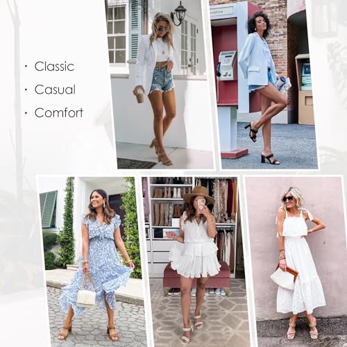 Syktkmx Womens Braided Heels Sandals Chunky Block Heel Double Strap Summer Dressy Sandal, Nude, Size 7 - Image 5