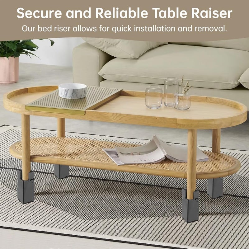 Height Extenders for Desk Table Couch Leg, Four Pcs Furniture Risers with Adjustable Screw Clamp, Bed Furniture Adjustable Risers - Image 3