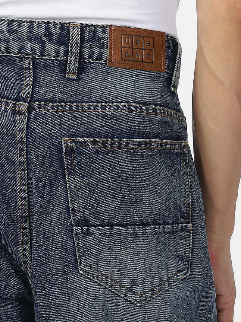 Urbano Fashion  Urbano Fashion Men's Blue Loose Baggy Fit Washed Jeans Non-Stretchable  | Best Price UAE