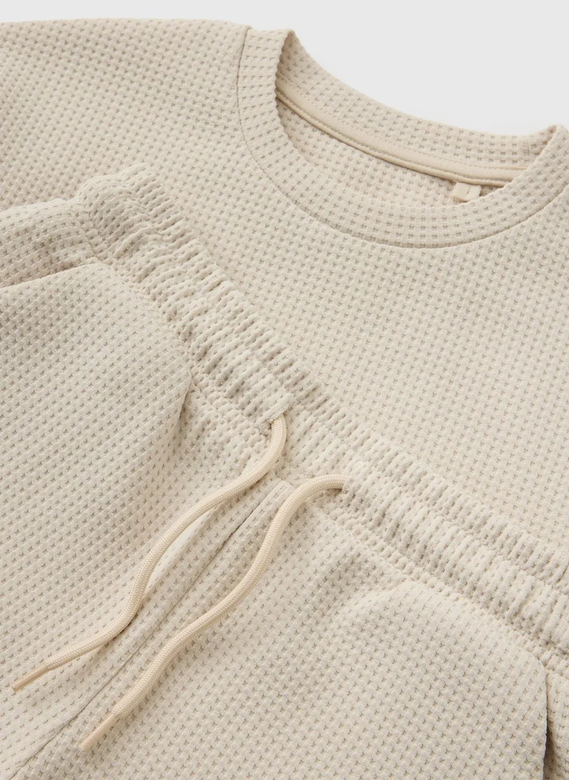 ماتلان Boys Stone Waffle Top & Shorts Set