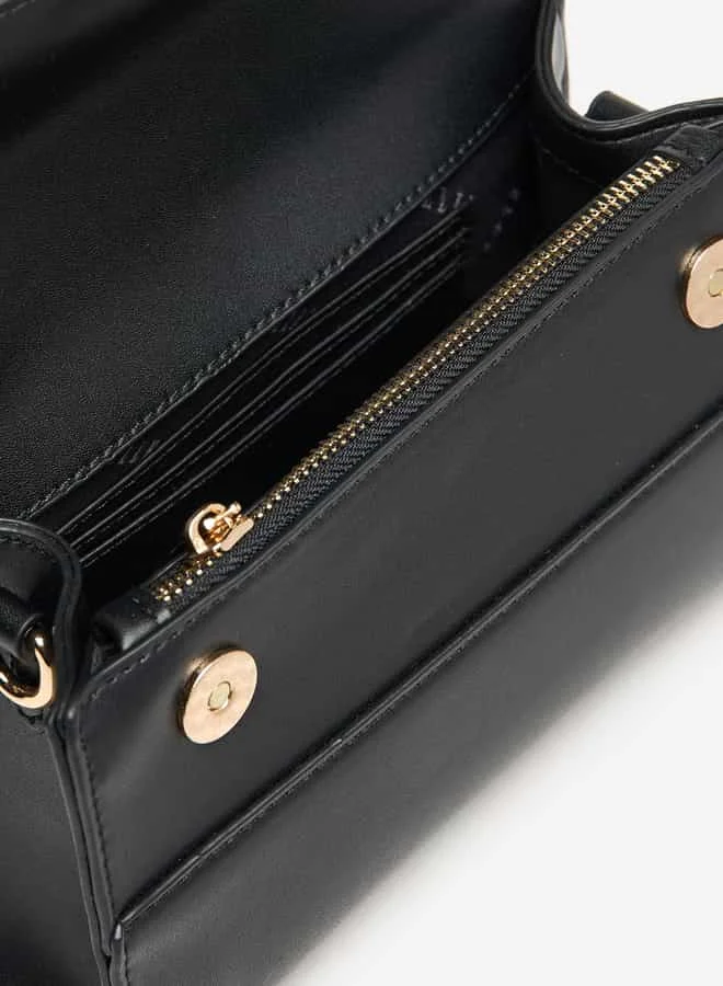 ايل Women Solid Crossbody Bag with Button Closure and Adjustable Strap