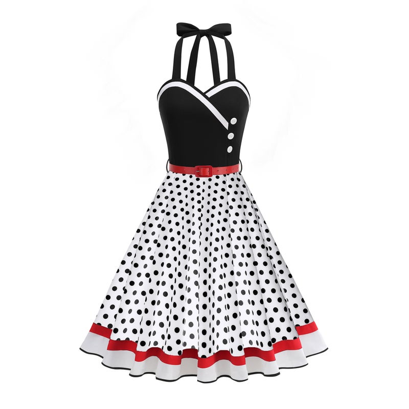 Women's Retro Polka Dot A-Line Dress - Image 1